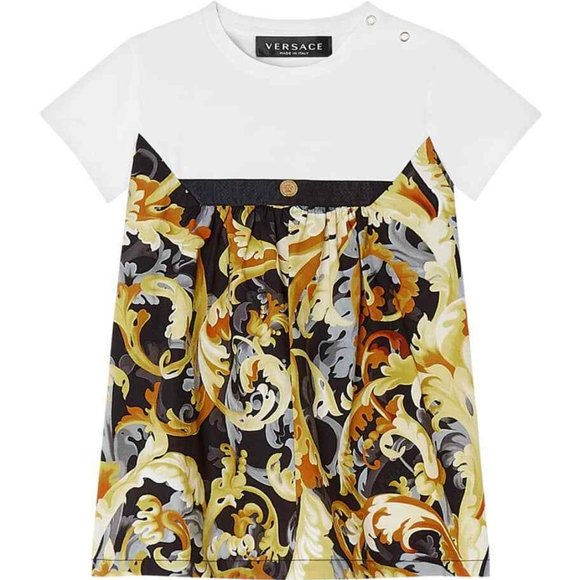 Versace Girl's Baroccoflage-Print Jersey Dress